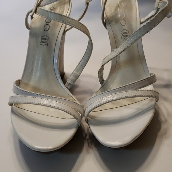Aldo Ladies White Leather Strappy Wedge - Picture 3 of 7